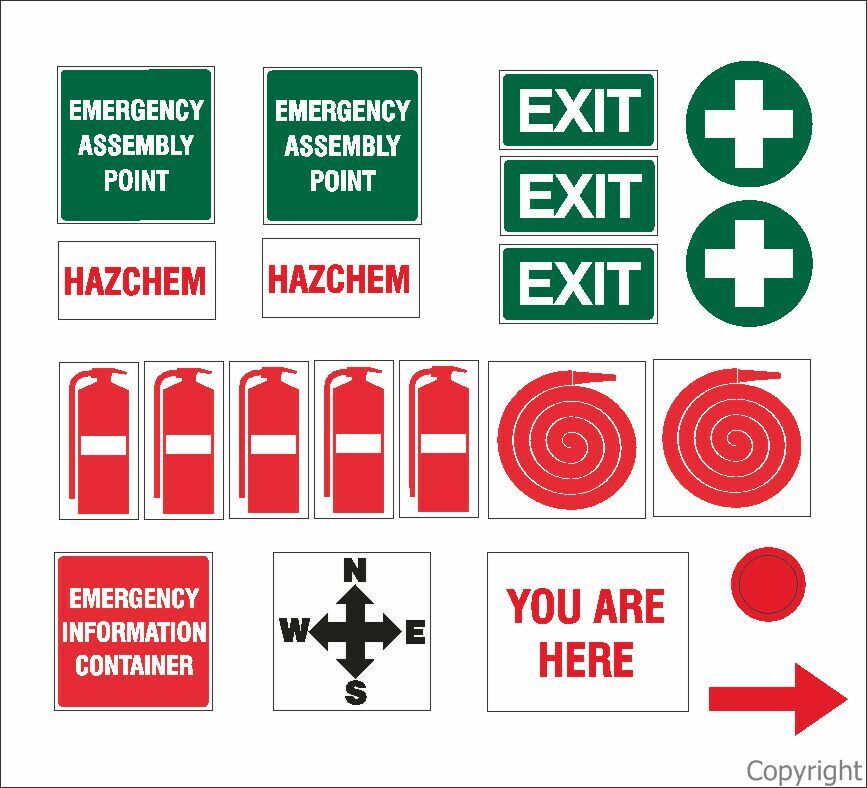 Emergency Evacuation Plan Sticker signs / signage