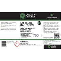 750ml QKind No Rinse Sanitiser Labels