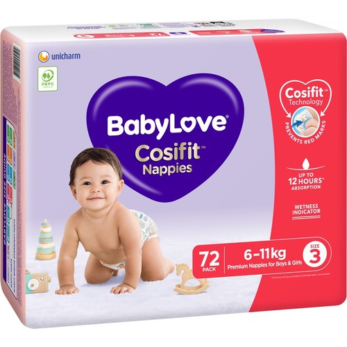 Baby Love Nappies Size 3 Crawler 6-11kg 216/ctn